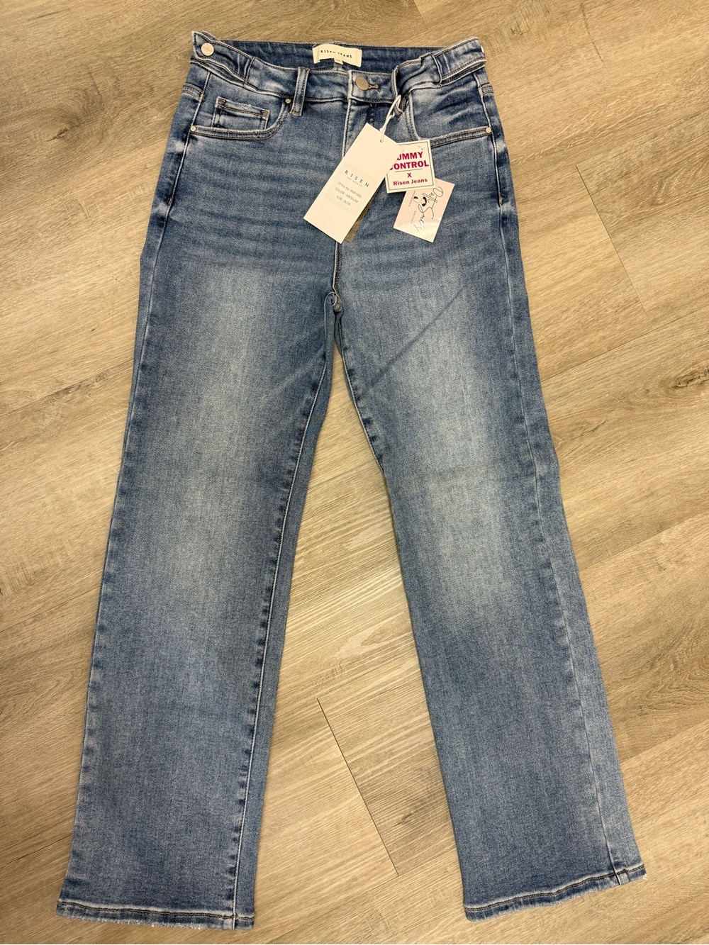 Risen High Rise Tummy Control Adjustable Straight Leg Jeans